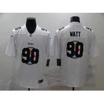 Men's Pittsburgh Steelers #90 T. J. Watt White 2020 Shadow Logo Vapor Untouchable Stitched NFL Nike Limited Jersey