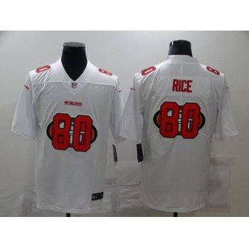 Men's San Francisco 49ers #80 Jerry Rice White 2020 Shadow Logo Vapor Untouchable Stitched NFL Nike Limited Jersey