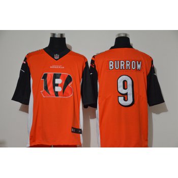 Men's Cincinnati Bengals #9 Joe Burrow Orange 2020 Team Logo Vapor Untouchable Stitched NFL Nike Fashion Limited Jersey