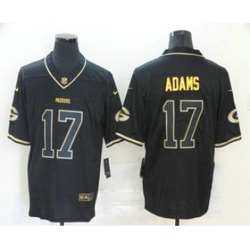 Men's Green Bay Packers #17 Davante Adams Black 100th Season Golden Edition Jersey