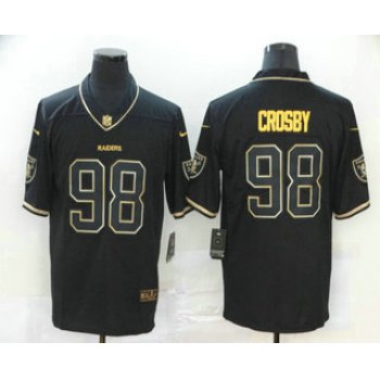 Men's Las Vegas Raiders #98 Maxx Crosby Black 100th Season Golden Edition Jersey