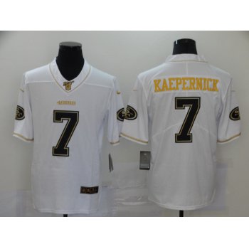 Men's San Francisco 49ers #7 Colin Kaepernick White 100th Season Golden Edition Jersey