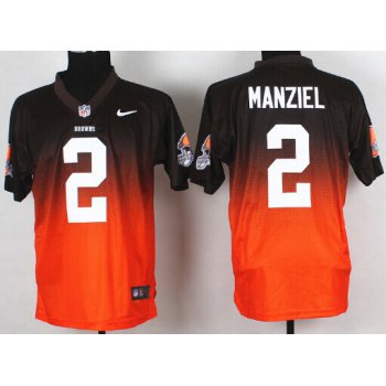 Nike Cleveland Browns #2 Johnny Manziel Brown/Orange Fadeaway Elite Jersey