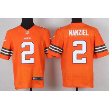 Nike Cleveland Browns #2 Johnny Manziel Orange Elite Jersey