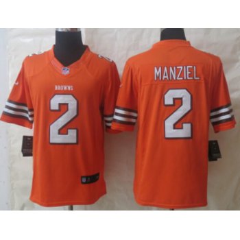 Nike Cleveland Browns #2 Johnny Manziel Orange Limited Jersey