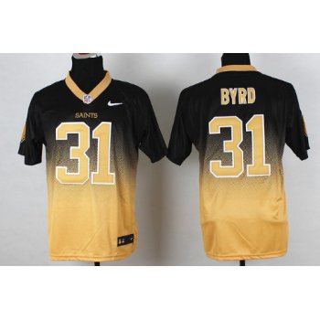 Nike New Orleans Saints #31 Jairus Byrd Black/Gold Fadeaway Elite Jersey