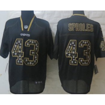 Nike New Orleans Saints #43 Darren Sproles Lights Out Black Ornamented Elite Jersey