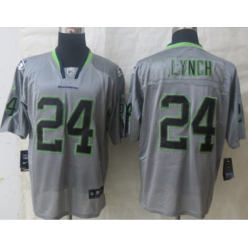 Nike Seattle Seahawks #24 Marshawn Lynch Lights Out Gray Elite Jersey