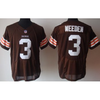 Nike Cleveland Browns #3 Brandon Weeden Brown Elite Jersey