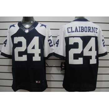 Nike Dallas Cowboys #24 Morris Claiborne Blue Thanksgiving Elite Jersey