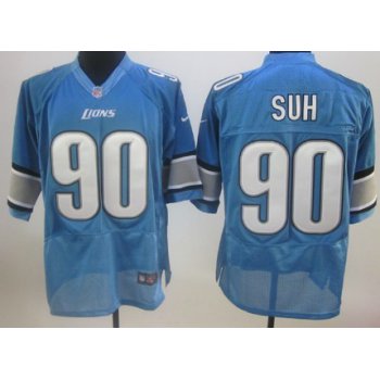 Nike Detroit Lions #90 Ndamukong Suh Light Blue Elite Jersey