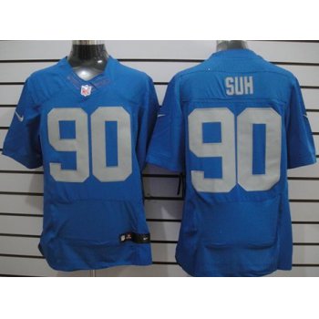 Nike Detroit Lions #90 Ndamukong Suh Navy Blue Elite Jersey