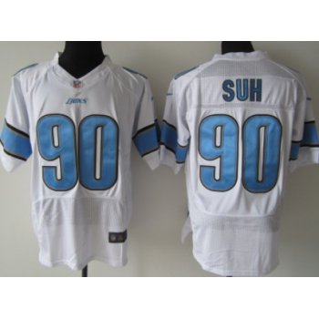 Nike Detroit Lions #90 Ndamukong Suh White Elite Jersey