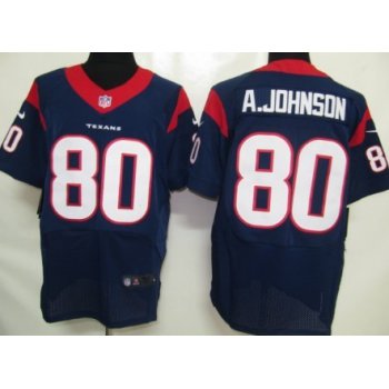 Nike Houston Texans #80 Andre Johnson Blue Elite Jersey