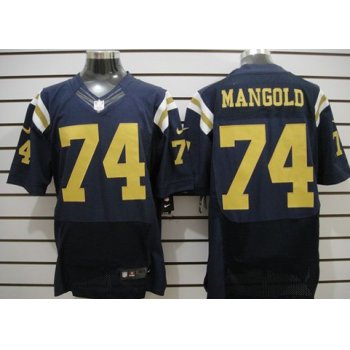 Nike New York Jets #74 Nick Mangold Navy Blue Elite Jersey