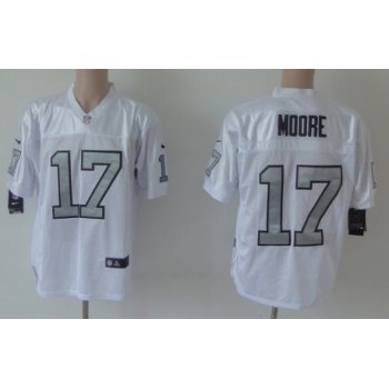 Nike Oakland Raiders #17 Denarius Moore White With Silvery Elite Jersey