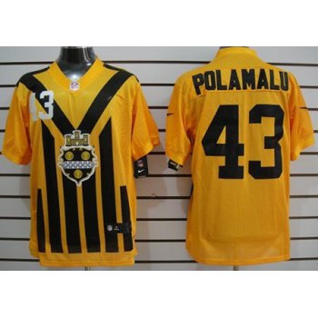 Nike Pittsburgh Steelers #43 Troy Polamalu 1933 Yellow Throwback Jersey