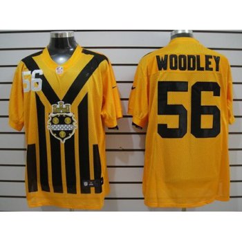 Nike Pittsburgh Steelers #56 LaMarr Woodley 1933 Yellow Throwback Jersey