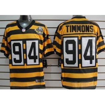 Nike Pittsburgh Steelers #94 Lawrence Timmons Yellow With Black Throwback 80TH Jersey