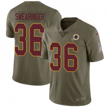 Nike Redskins #36 D.J. Swearinger Olive Men's Stitched NFL Limited 2017 Salute To Service Jersey