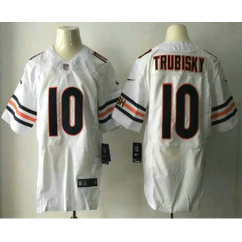 Men's 2017 NFL Draft Chicago Bears #10 Mitchell Trubisky White Road Stitched NFL Nike Elite Jersey