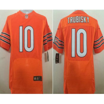 Men's Chicago Bears #10 Mitchell Trubisky Orange Alternate Stitched NFL Nike Elite Jersey