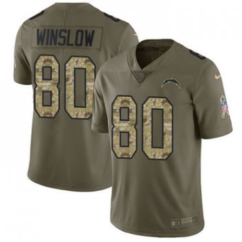 Nike Chargers #80 Kellen Winslow Olive Camo Men's Stitched NFL Limited 2017 Salute To Service Jersey