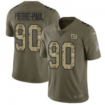 Nike Giants #90 Jason Pierre-Paul Olive Camo Men's Stitched NFL Limited 2017 Salute To Service Jersey