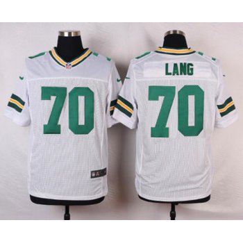 Men's Green Bay Packers #70 T. J. Lang White Road NFL Nike Elite Jersey