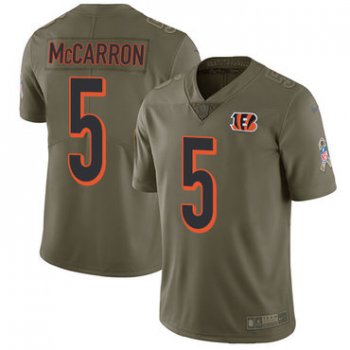 Nike Cincinnati Bengals #5 AJ McCarron Olive Men's Stitched NFL Limited 2017 Salute To Service Jersey