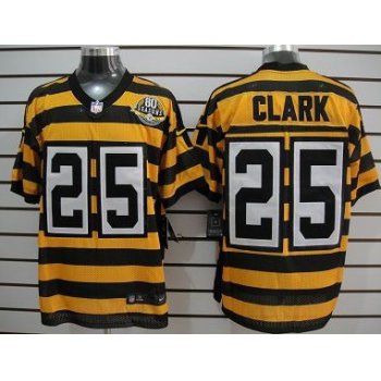 Nike Pittsburgh Steelers #25 Ryan Clark Yellow With Black Throwback 80TH Jersey