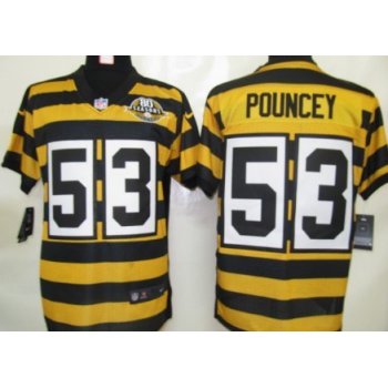 Nike Pittsburgh Steelers #53 Maurkice Pouncey Yellow With Black Throwback 80TH Jersey