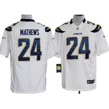 Nike San Diego Chargers #24 Ryan Mathews White Game Jersey