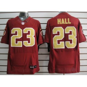 Nike Washington Redskins #23 DeAngelo Hall Red With Gold Elite Jersey