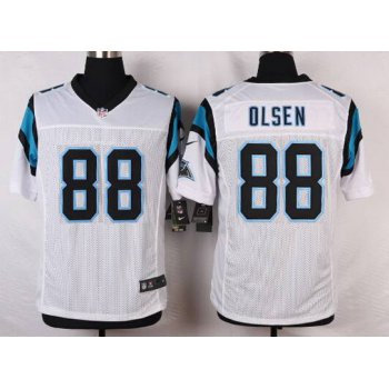 Men's Carolina Panthers #88 Greg Olsen White Road NFL Nike Elite Jersey