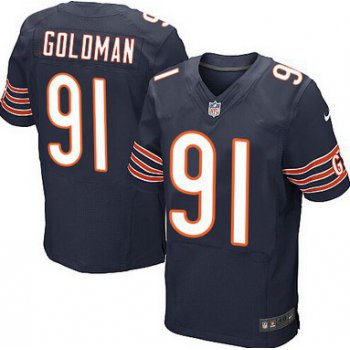 Men's Chicago Bears #91 Eddie Goldman Navy Blue Team Color NFL Nike Elite Jersey