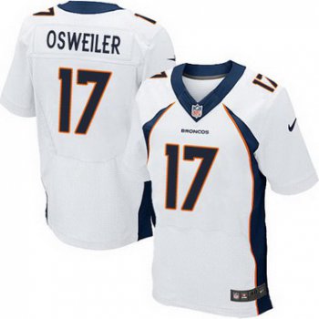 Men's Denver Broncos #17 Brock Osweiler White Road NFL Nike Elite Jersey