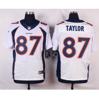 Men's Denver Broncos #87 Jordan Taylor White Road NFL Nike Elite Jersey