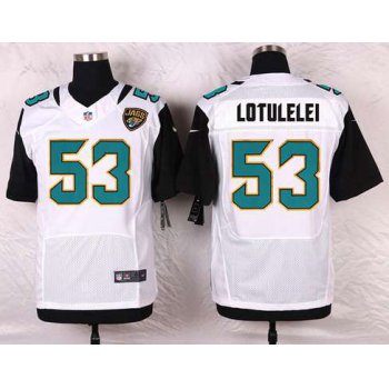 Men's Jacksonville Jaguars #53 John Lotulelei White Road NFL Nike Elite Jersey