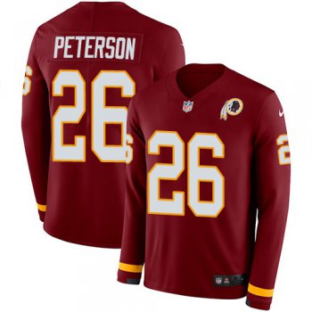 Nike Redskins #26 Adrian Peterson Burgundy Red Team Color Men's Stitched NFL Limited Therma Long Sleeve Jersey