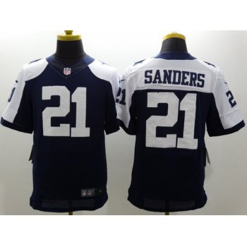 Nike Dallas Cowboys #21 Deion Sanders Blue Thanksgiving Elite Jersey