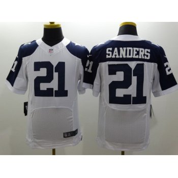 Nike Dallas Cowboys #21 Deion Sanders White Thanksgiving Elite Jersey