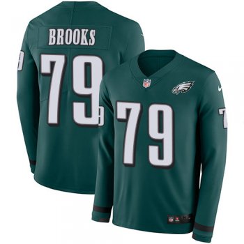 Nike Eagles 79 Brandon Brooks Midnight Green Team Color Men's Stitched NFL Limited Therma Long Sleeve Jersey