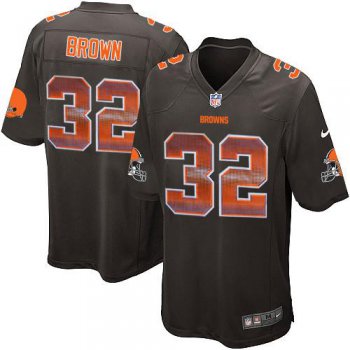 Nike Browns #32 Jim Brown Brown Team Color Men's Stitched NFL Limited Strobe Jersey