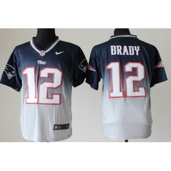 Nike New England Patriots #12 Tom Brady Blue/Gray Fadeaway Elite Jersey