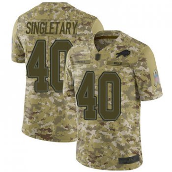 Bills #40 Devin Singletary Camo Men's Stitched Football Limited 2018 Salute To Service Jersey