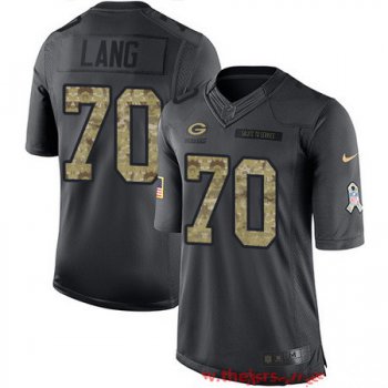 Men's Green Bay Packers #70 T.J. Lang Black Anthracite 2016 Salute To Service Stitched NFL Nike Limited Jersey