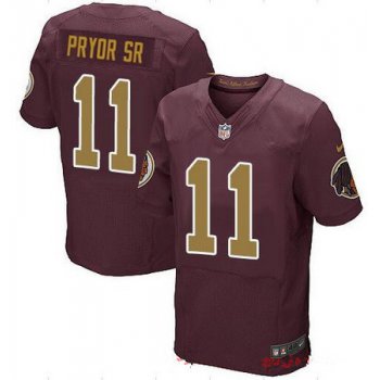 Men's Washington Redskins #11 Terrelle Pryor Sr Red with Gold Alternate Stitched NFL Nike Elite Jersey