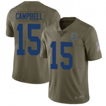 Colts #15 Parris Campbell Olive Men's Stitched Football Limited 2017 Salute To Service Jersey