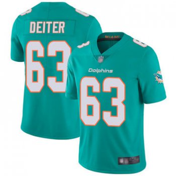 Dolphins #63 Michael Deiter Aqua Green Team Color Men's Stitched Football Vapor Untouchable Limited Jersey